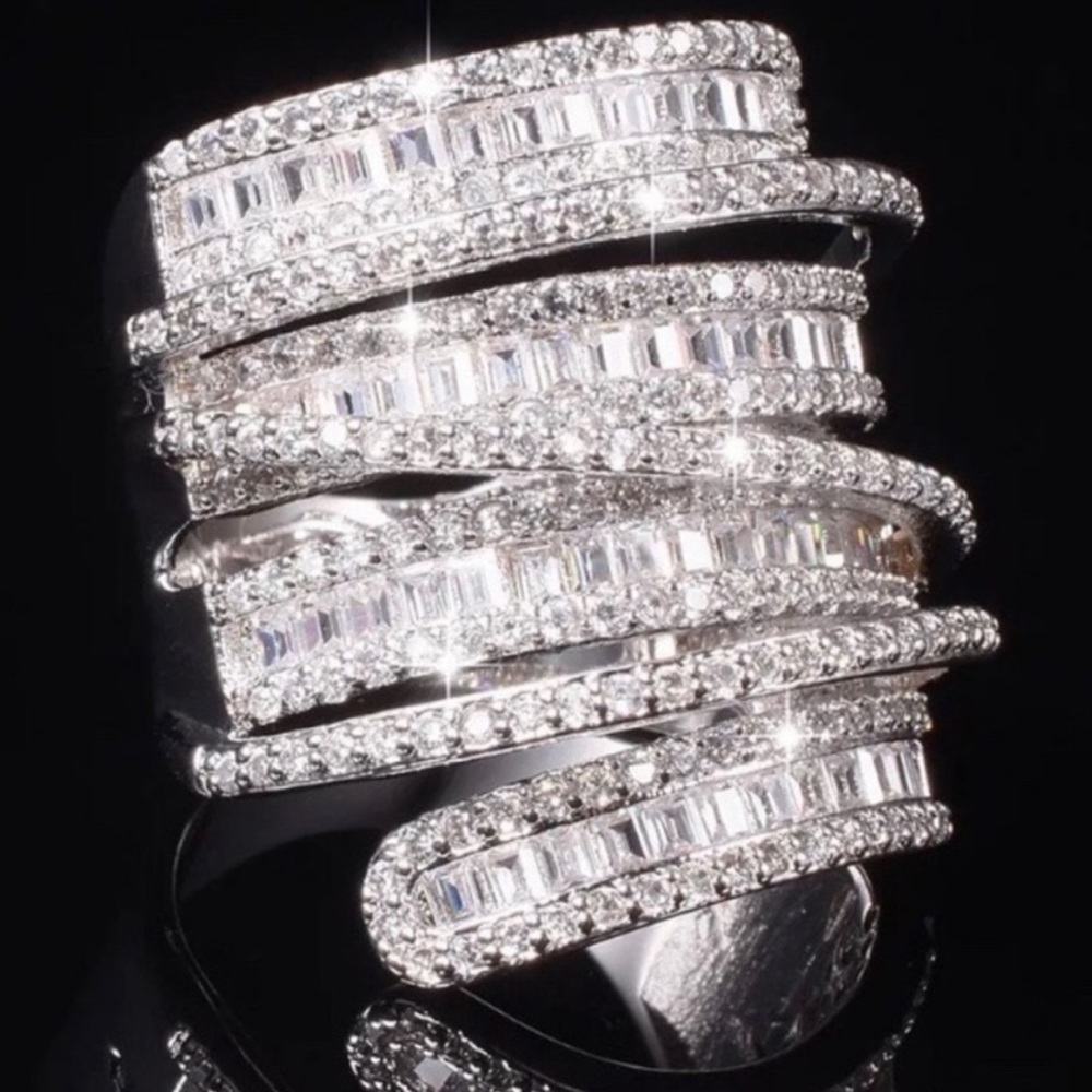 NEW💍6.4 CT 925 STERLING SILVER DIAMOND RING - Picture 2 of 5